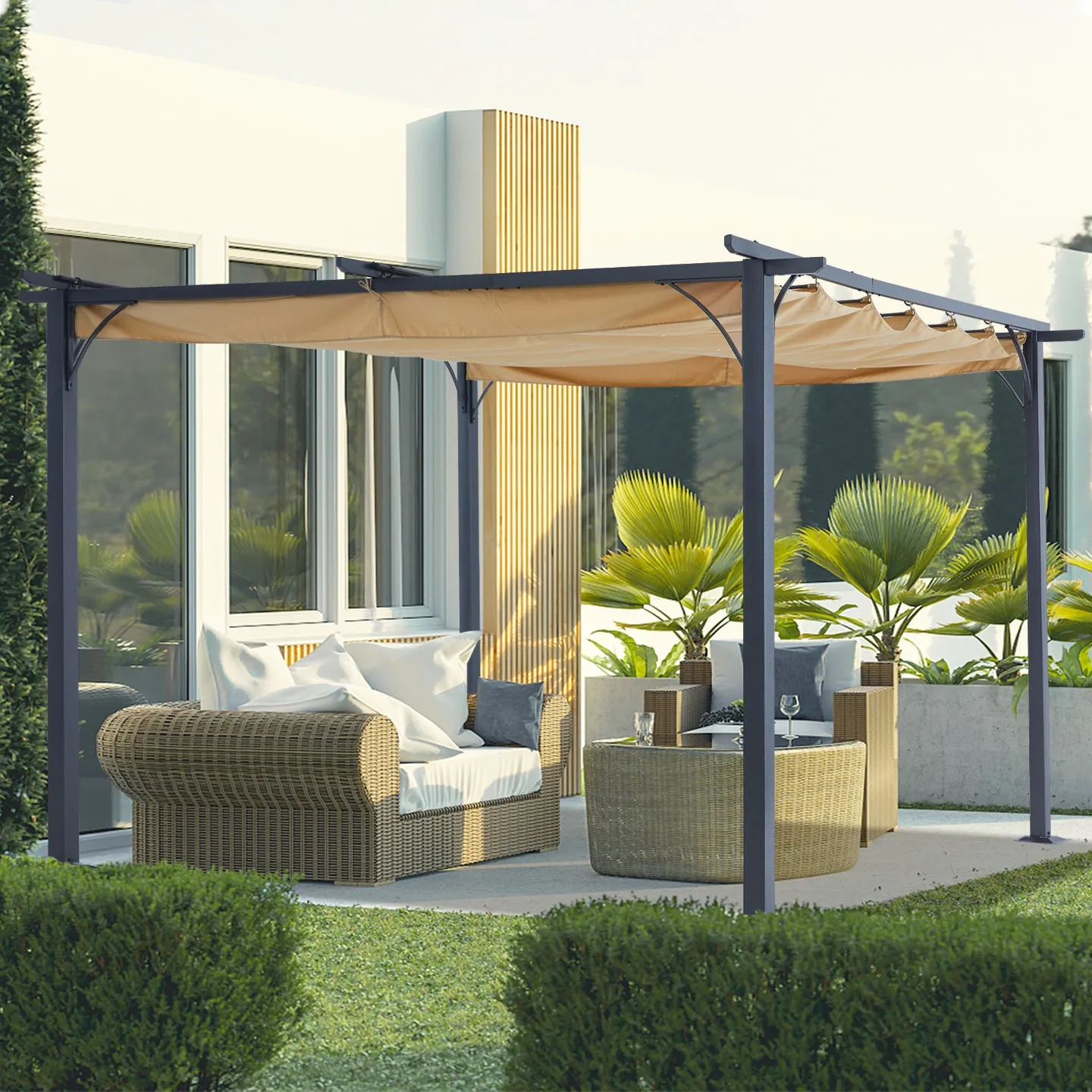 ABCCANOPY Steel Retractable Weather-Resistant Rip-Lock Pergola Gazebo Canopy