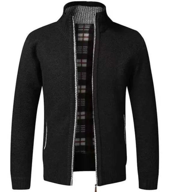 BAZO Design Men's Fashion Premium Quality White & Black Stripe Zipper Sweater Jacket