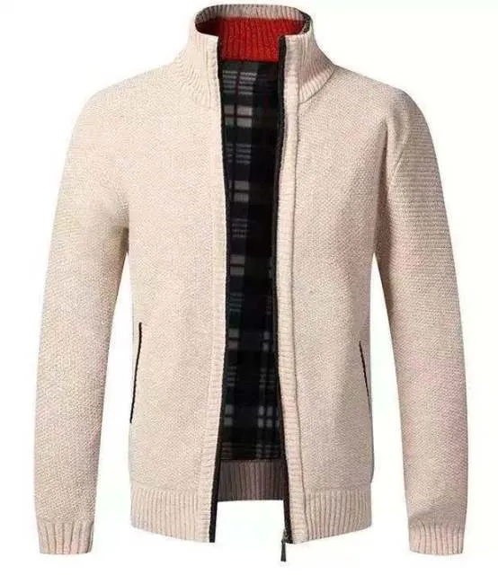 BAZO Design Men's Fashion Premium Quality White & Black Stripe Zipper Sweater Jacket