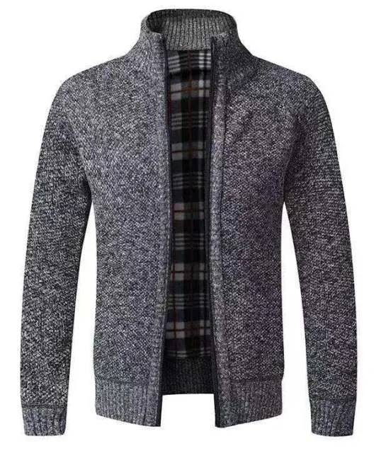 BAZO Design Men's Fashion Premium Quality White & Black Stripe Zipper Sweater Jacket