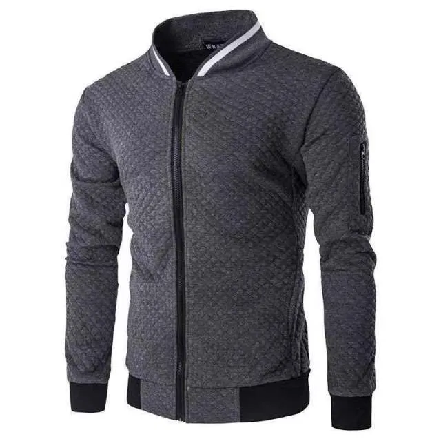 BAZO Design Men's Fashion Premium Quality White & Black Stripe Zipper Sweater Jacket