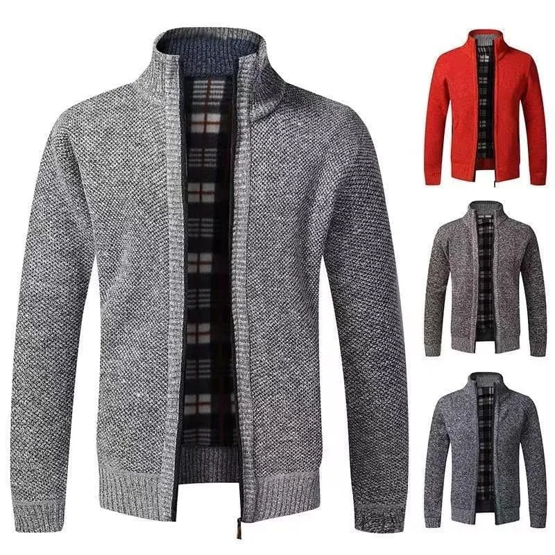 BAZO Design Men's Fashion Premium Quality White & Black Stripe Zipper Sweater Jacket