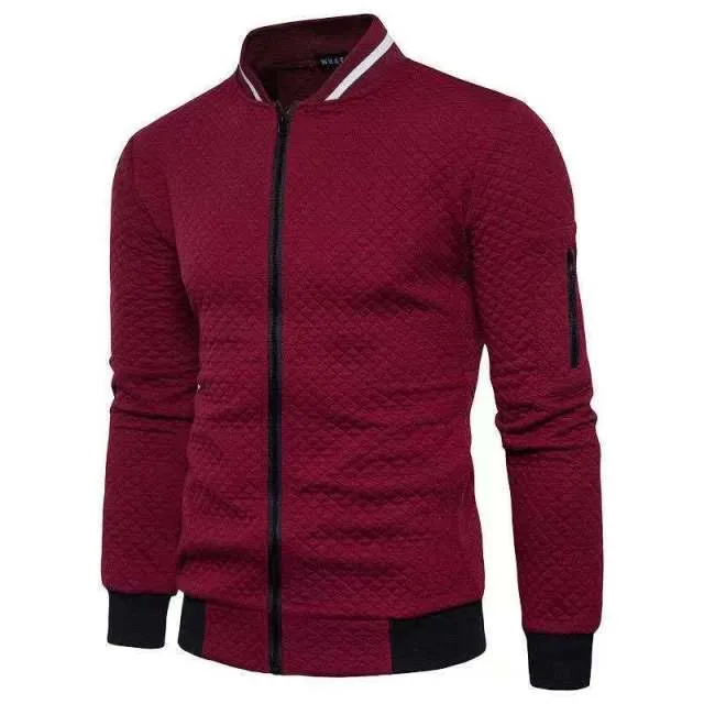 BAZO Design Men's Fashion Premium Quality White & Black Stripe Zipper Sweater Jacket