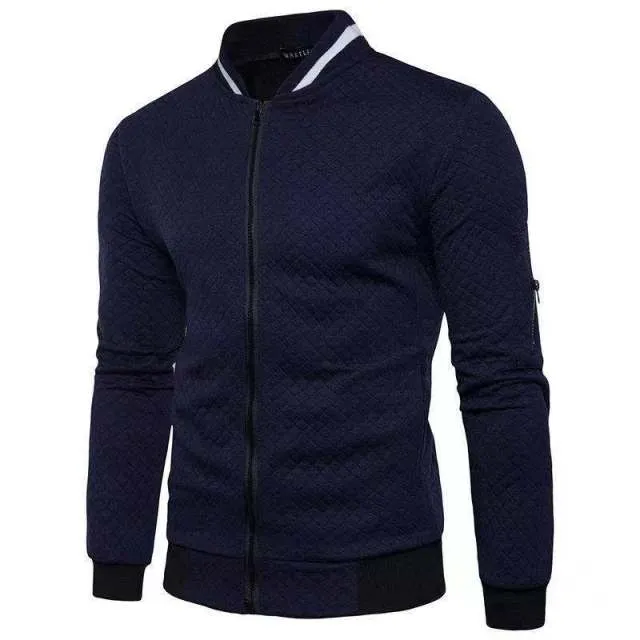 BAZO Design Men's Fashion Premium Quality White & Black Stripe Zipper Sweater Jacket