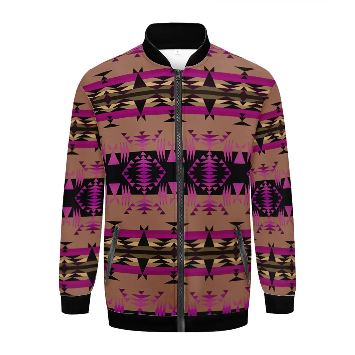 Between the Mountains Berry Zippered Collared Lightweight Jacket