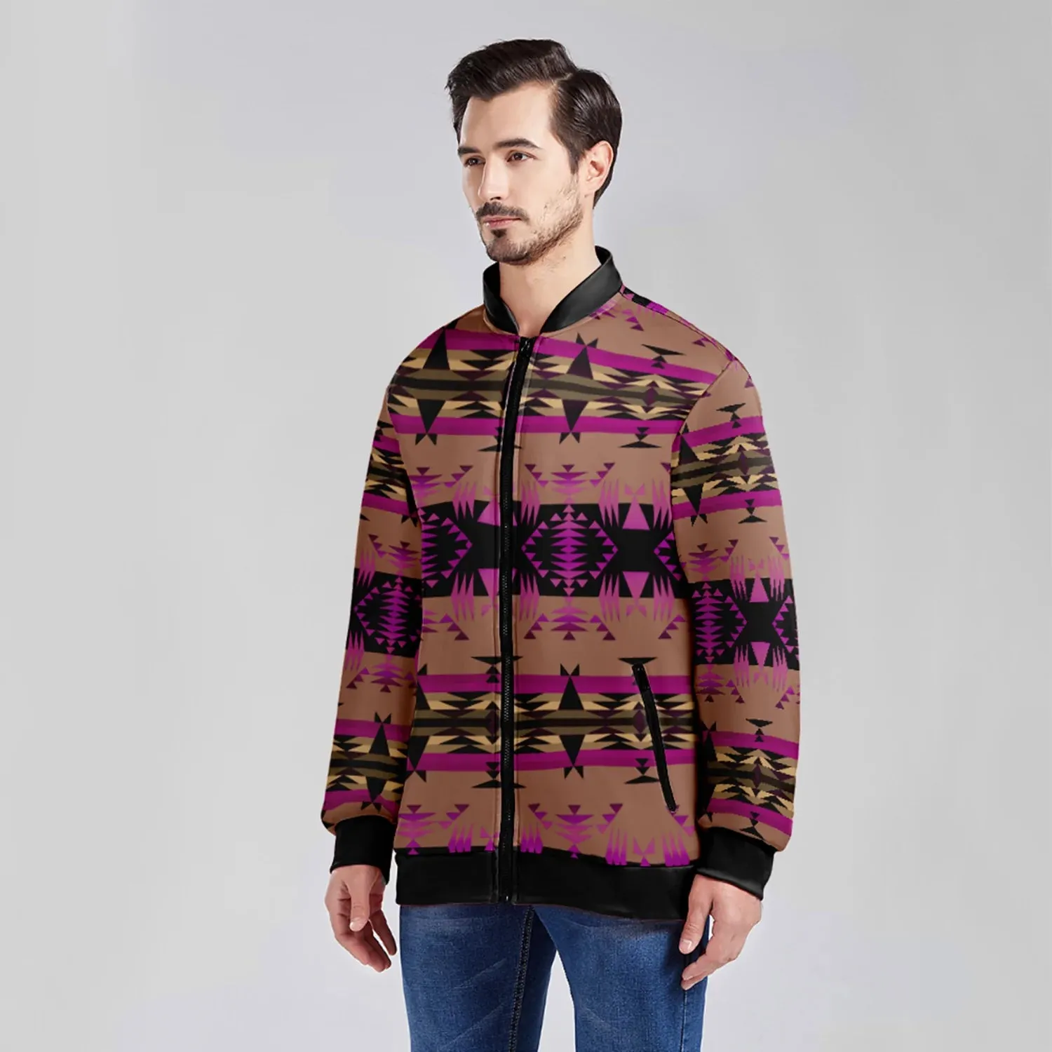 Between the Mountains Berry Zippered Collared Lightweight Jacket