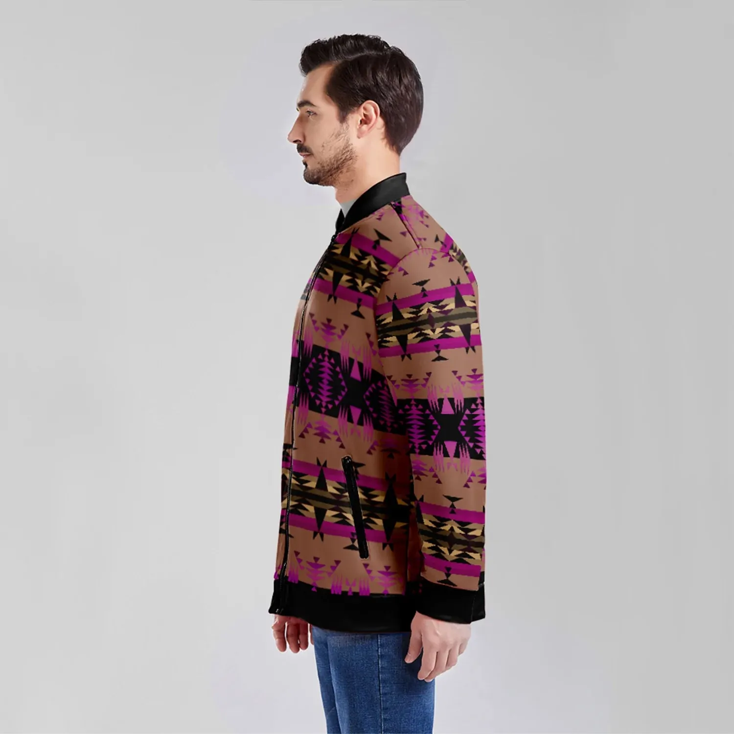 Between the Mountains Berry Zippered Collared Lightweight Jacket