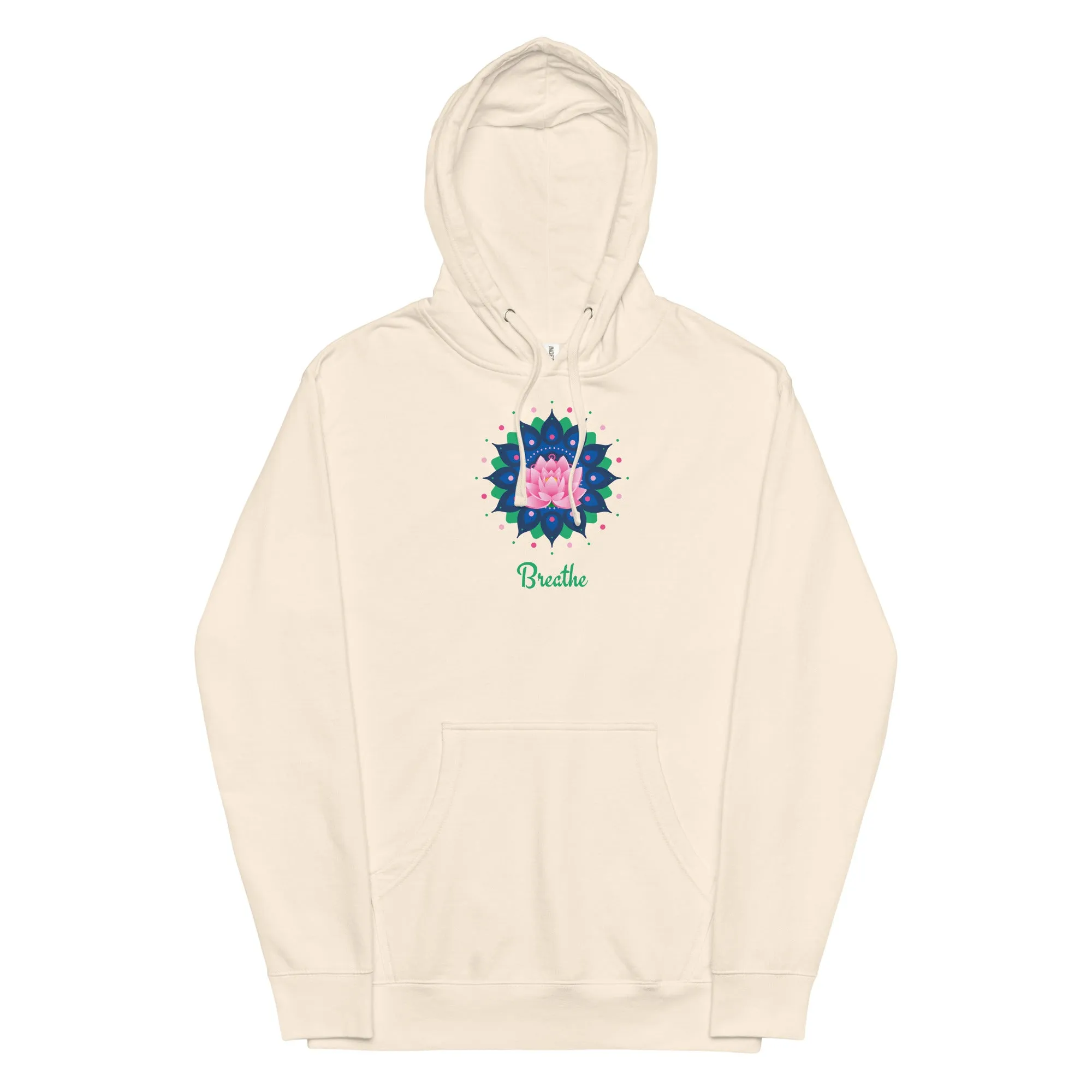 Breathe Lotus Mandala - Unisex midweight hoodie, comfy, soft
