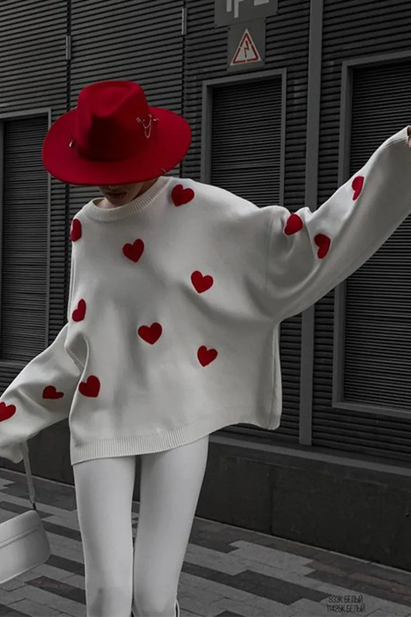 Embroidered Thickened Knitted Loose Sweater