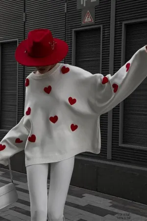 Embroidered Thickened Knitted Loose Sweater