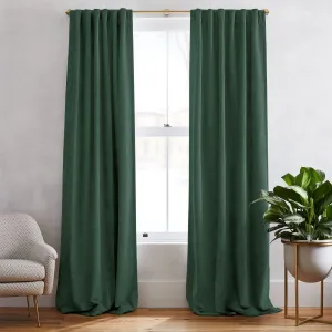 Hunter Green | Simon Velvet Blackout Curtains Heavyweight Classic Custom Drapes | Soft Top Back Tab