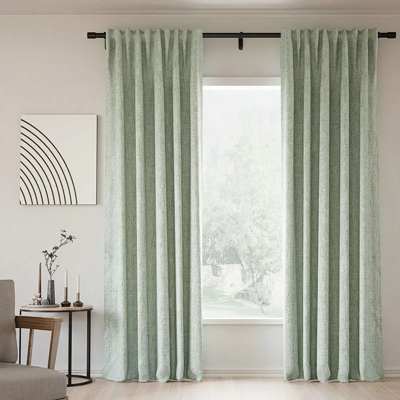Sepia Ebony | Lille Linen Blackout Curtains Natural Modern Custom Drapes | Soft Top Back Tab