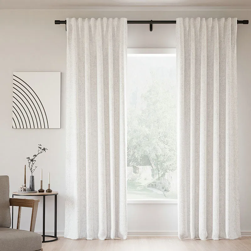 Sepia Ebony | Lille Linen Blackout Curtains Natural Modern Custom Drapes | Soft Top Back Tab