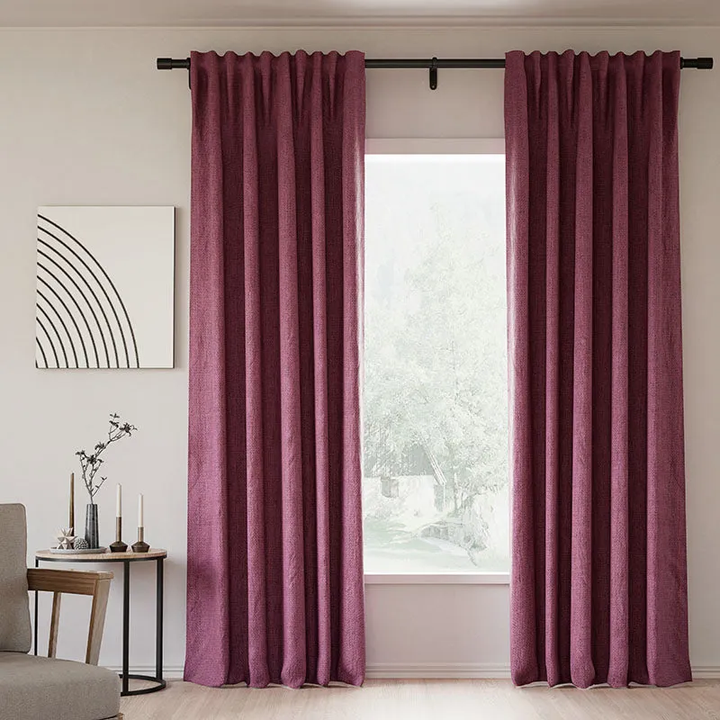 Sepia Ebony | Lille Linen Blackout Curtains Natural Modern Custom Drapes | Soft Top Back Tab