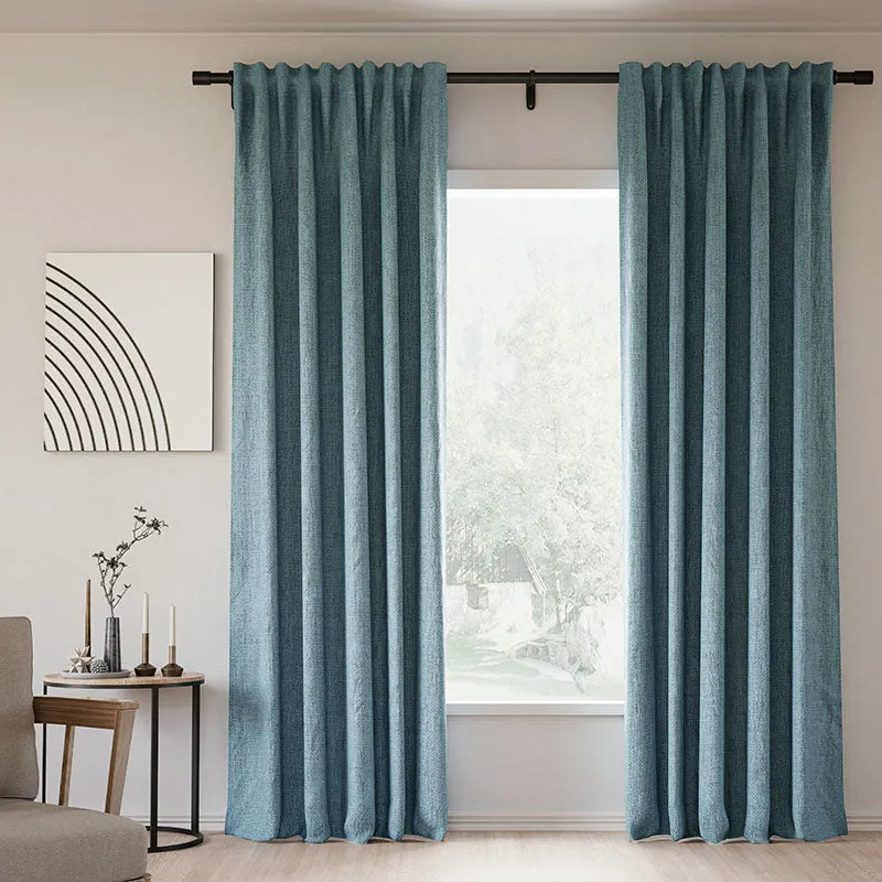 Sepia Ebony | Lille Linen Blackout Curtains Natural Modern Custom Drapes | Soft Top Back Tab