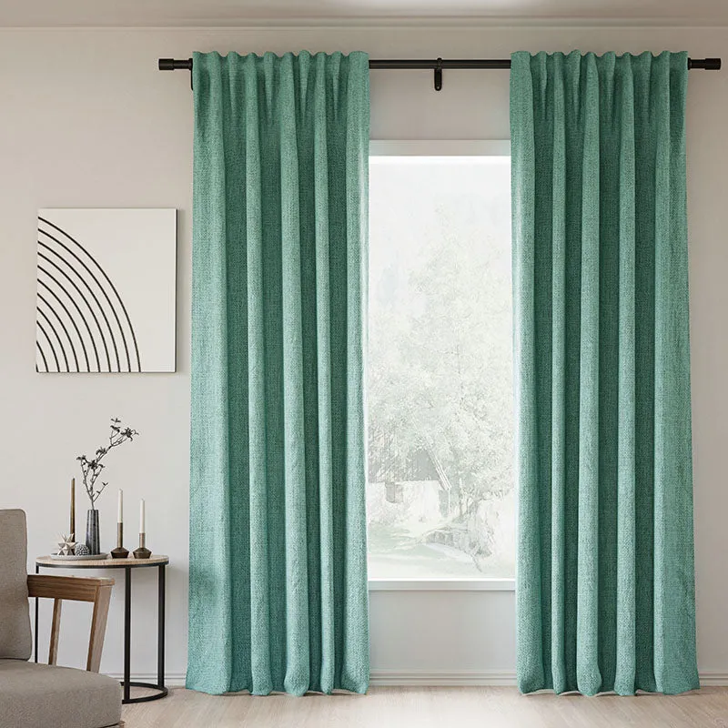 Sepia Ebony | Lille Linen Blackout Curtains Natural Modern Custom Drapes | Soft Top Back Tab