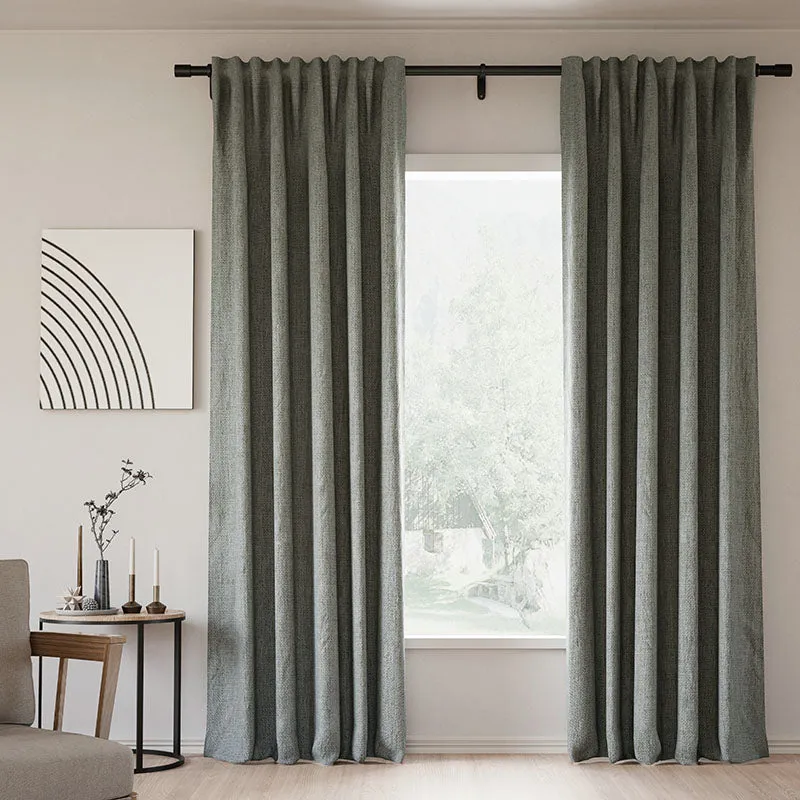 Sepia Ebony | Lille Linen Blackout Curtains Natural Modern Custom Drapes | Soft Top Back Tab