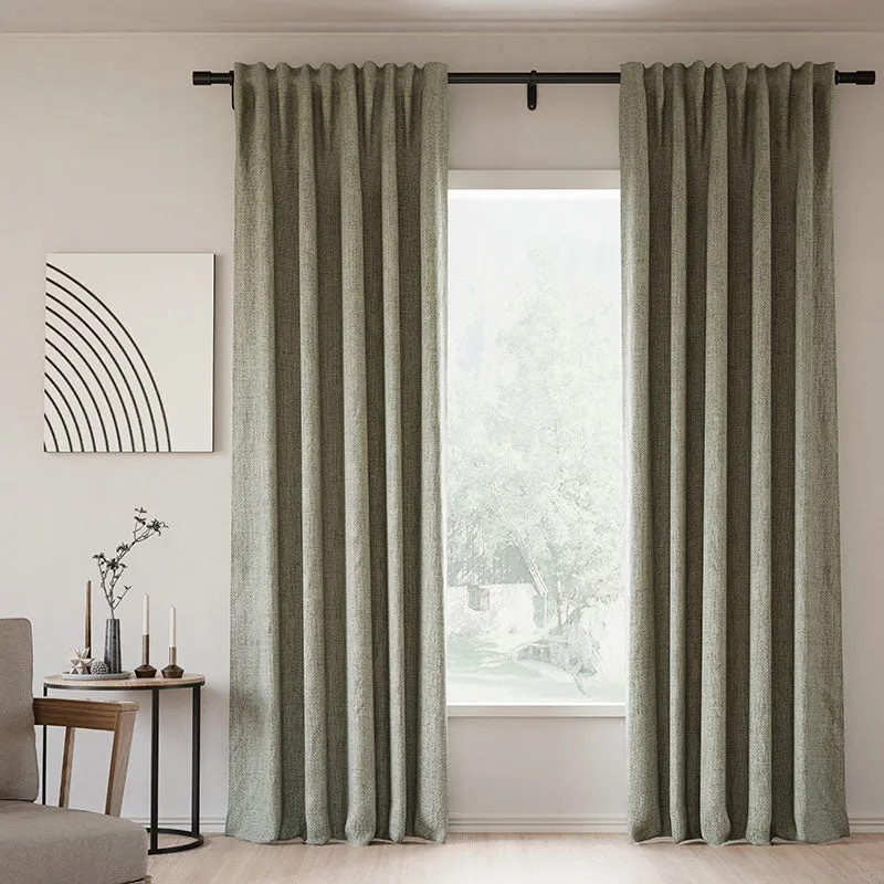 Sepia Ebony | Lille Linen Blackout Curtains Natural Modern Custom Drapes | Soft Top Back Tab