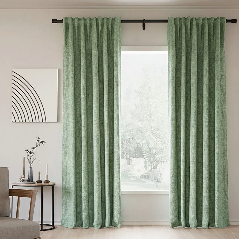 Sepia Ebony | Lille Linen Blackout Curtains Natural Modern Custom Drapes | Soft Top Back Tab