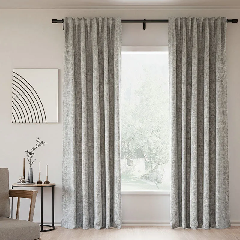 Sepia Ebony | Lille Linen Blackout Curtains Natural Modern Custom Drapes | Soft Top Back Tab