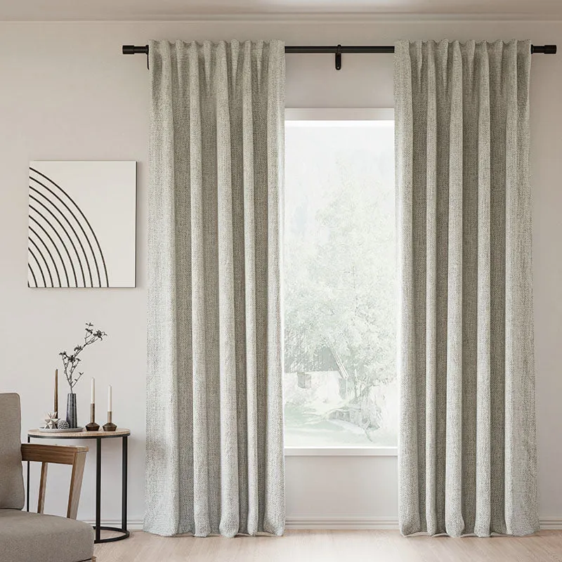 Sepia Ebony | Lille Linen Blackout Curtains Natural Modern Custom Drapes | Soft Top Back Tab
