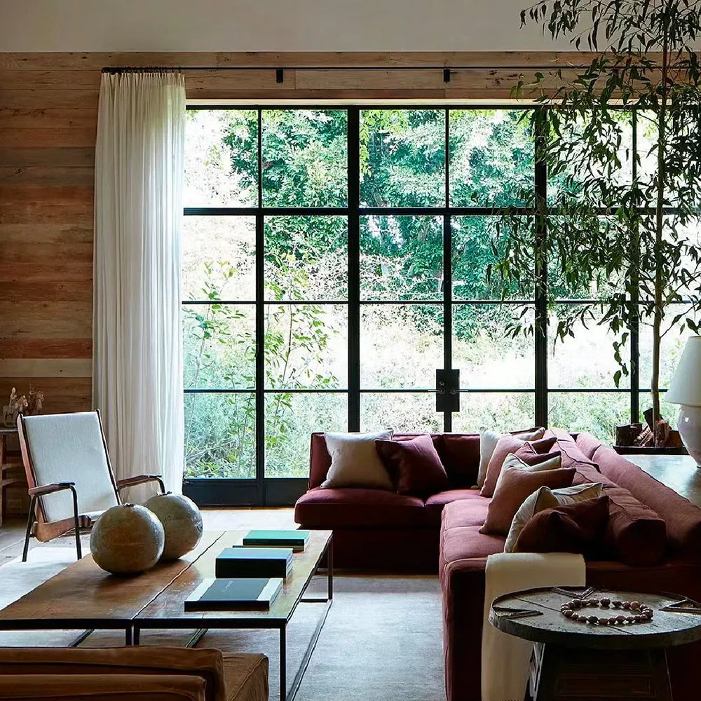 Sepia Ebony | Lille Linen Blackout Curtains Natural Modern Custom Drapes | Soft Top Back Tab