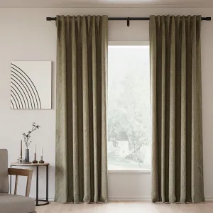 Sepia Ebony | Lille Linen Blackout Curtains Natural Modern Custom Drapes | Soft Top Back Tab
