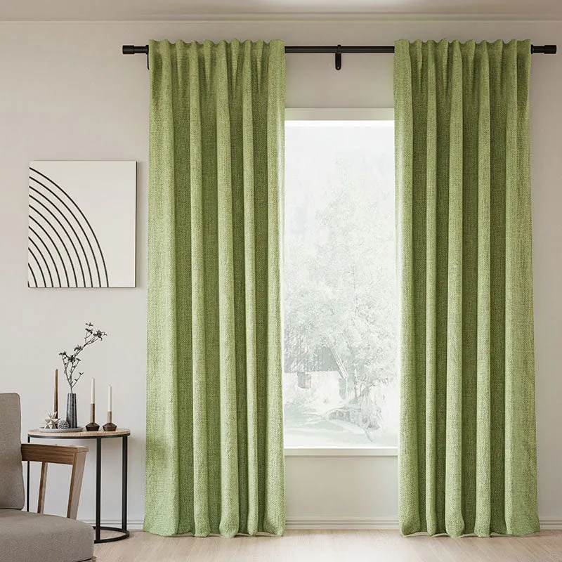 Sepia Ebony | Lille Linen Blackout Curtains Natural Modern Custom Drapes | Soft Top Back Tab