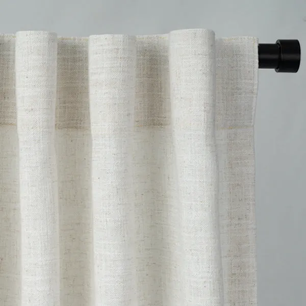 Sepia Ebony | Lille Linen Blackout Curtains Natural Modern Custom Drapes | Soft Top Back Tab