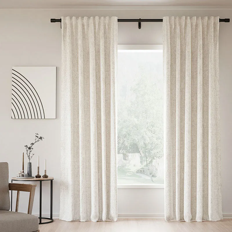 Sepia Ebony | Lille Linen Blackout Curtains Natural Modern Custom Drapes | Soft Top Back Tab