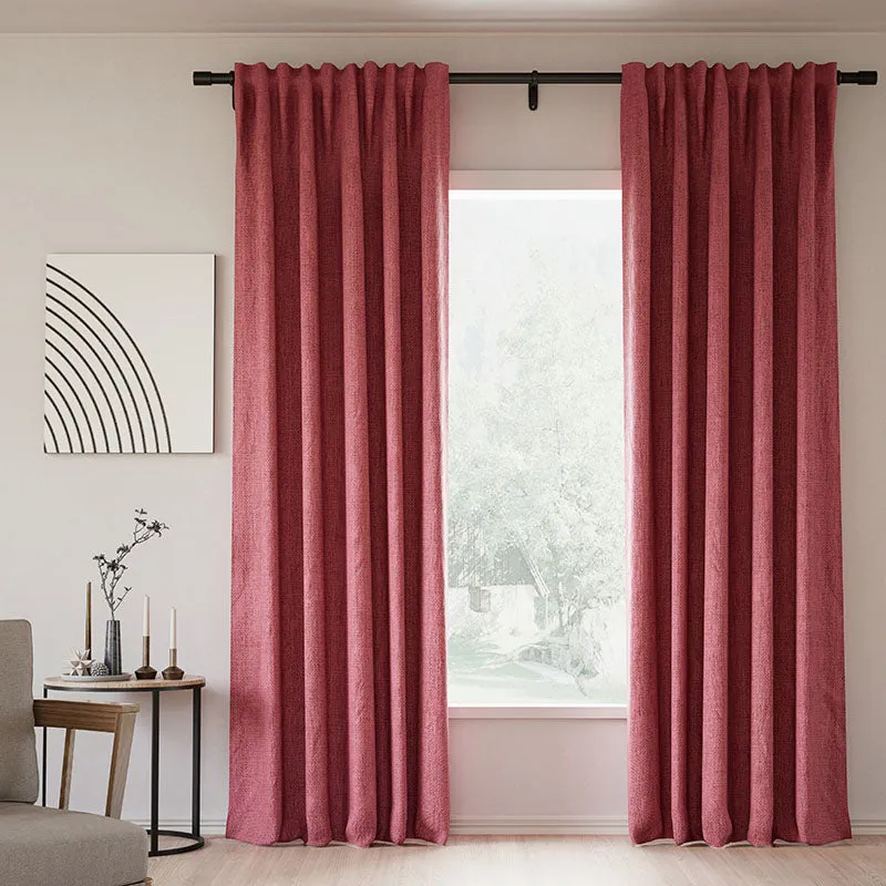 Sepia Ebony | Lille Linen Blackout Curtains Natural Modern Custom Drapes | Soft Top Back Tab