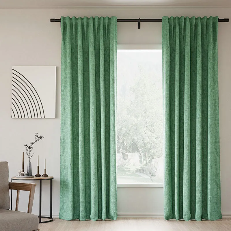 Sepia Ebony | Lille Linen Blackout Curtains Natural Modern Custom Drapes | Soft Top Back Tab
