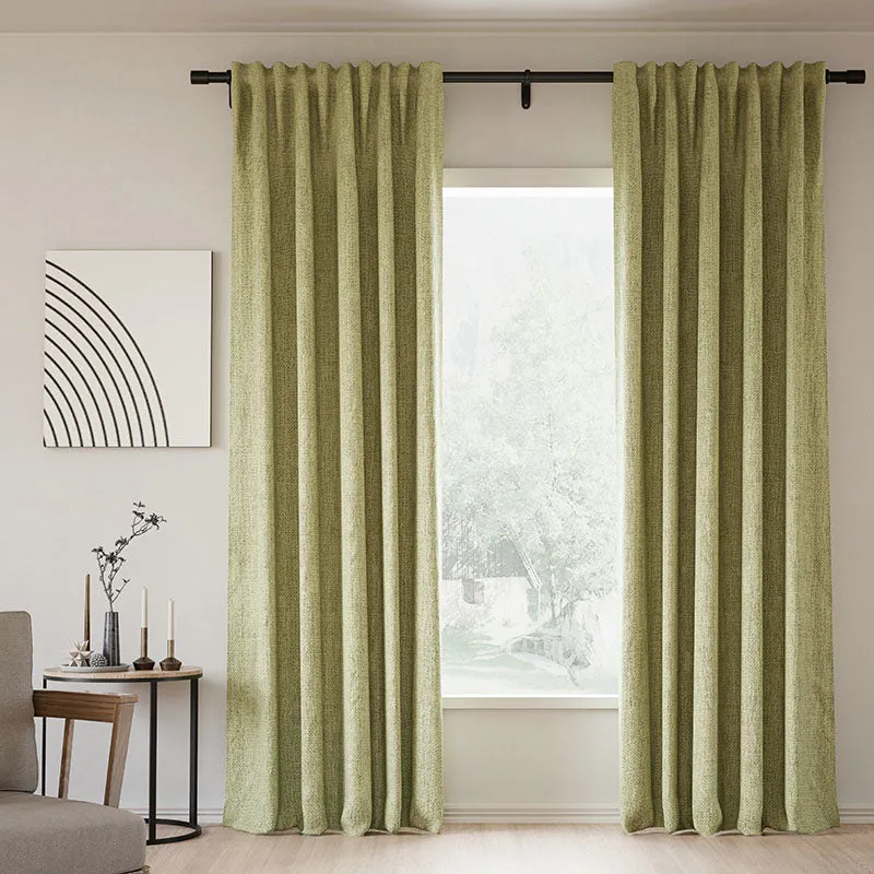 Sepia Ebony | Lille Linen Blackout Curtains Natural Modern Custom Drapes | Soft Top Back Tab