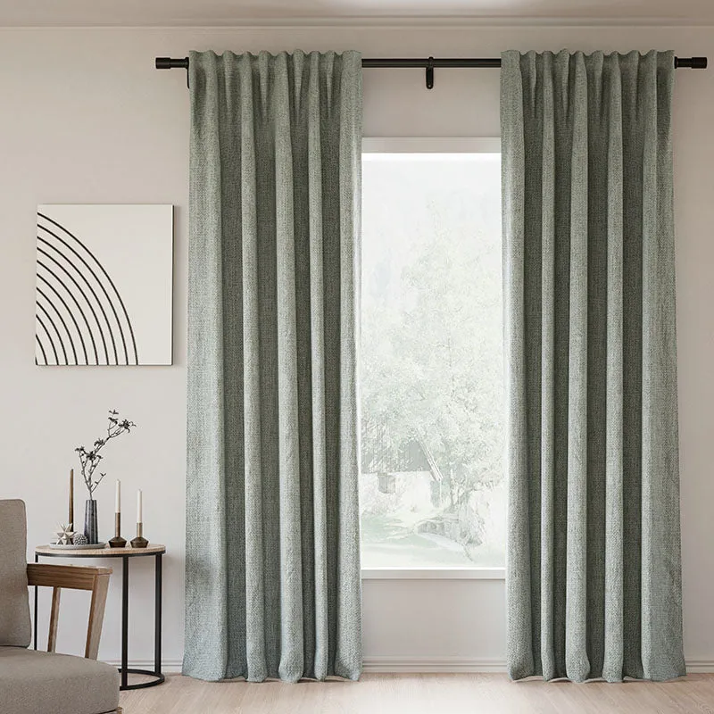 Sepia Ebony | Lille Linen Blackout Curtains Natural Modern Custom Drapes | Soft Top Back Tab