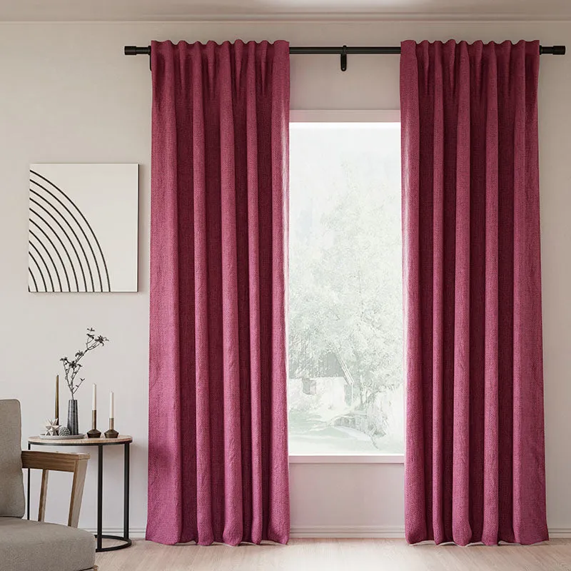 Sepia Ebony | Lille Linen Blackout Curtains Natural Modern Custom Drapes | Soft Top Back Tab