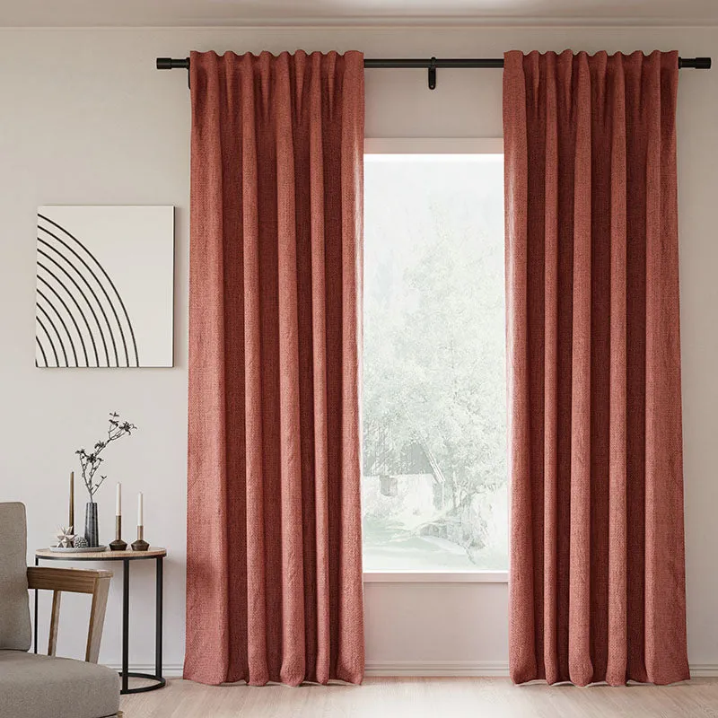 Sepia Ebony | Lille Linen Blackout Curtains Natural Modern Custom Drapes | Soft Top Back Tab