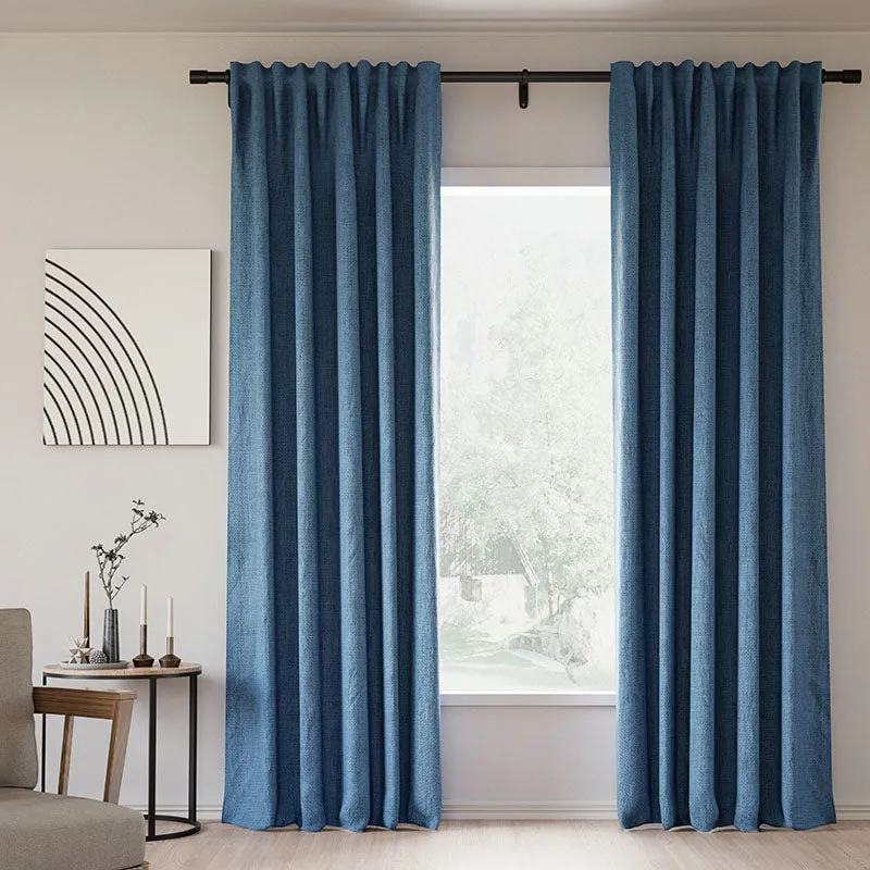 Sepia Ebony | Lille Linen Blackout Curtains Natural Modern Custom Drapes | Soft Top Back Tab