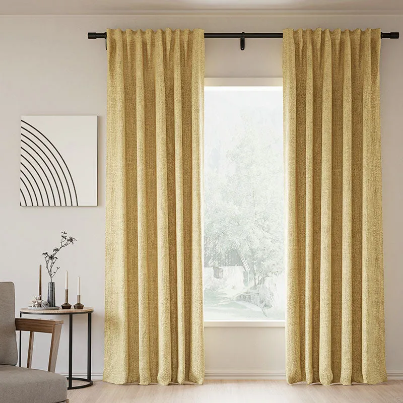 Sepia Ebony | Lille Linen Blackout Curtains Natural Modern Custom Drapes | Soft Top Back Tab