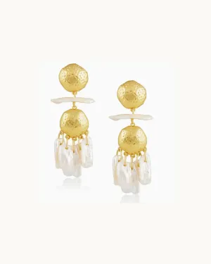 Statement Pearl & Gold Dangle Earrings