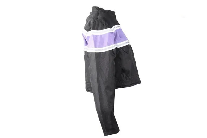 Women's Black Lightweight Textile Jacket W/ Purple Stripe